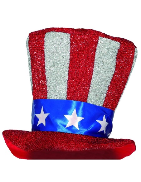 Cilindro bandiera americana rosso bianco blu con stelle per costume Zio Sam