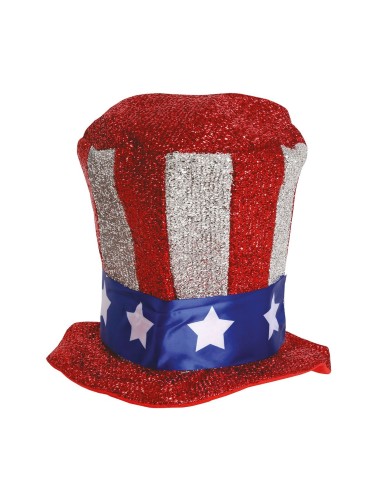 Cilindro bandiera americana rosso bianco blu con stelle per costume Zio Sam