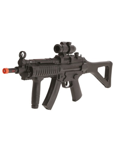 Fucile giocattolo da assalto militare nero con mirino e impugnatura per costumi soldato