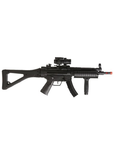 Fucile giocattolo da assalto militare nero con mirino e impugnatura per costumi soldato