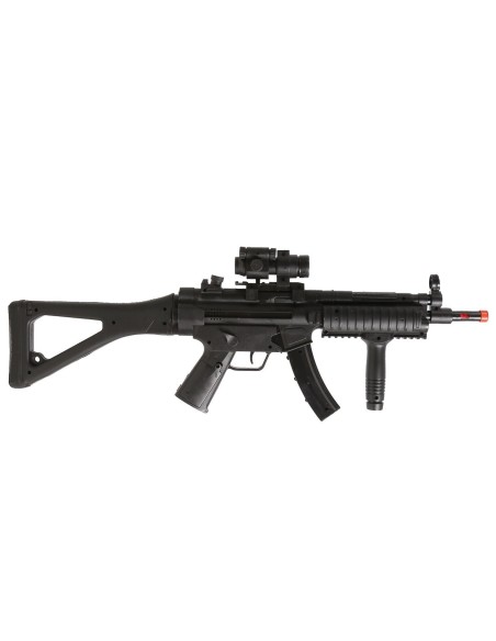 Fucile giocattolo da assalto militare nero con mirino e impugnatura per costumi soldato