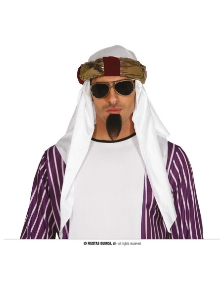 Turbante principe del deserto bianco con cordone dorato per costume arabo orientale