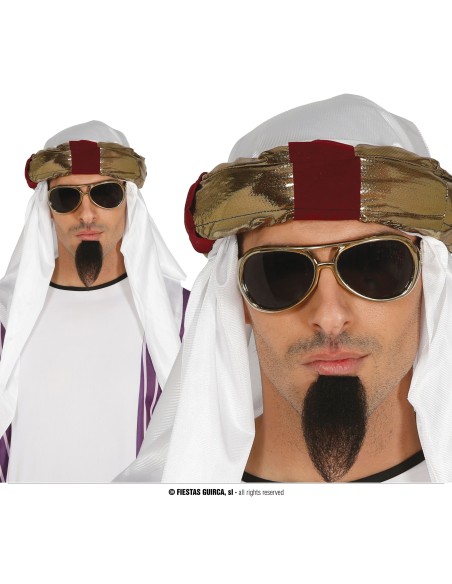 Turbante principe del deserto bianco con cordone dorato per costume arabo orientale