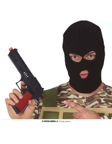 Pistola giocattolo nera in plastica per costumi da gangster cowboy e feste a tema