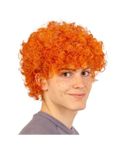 Parrucca riccia arancione afro da uomo per costumi e travestimenti feste