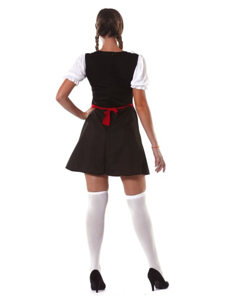 Costume Tirolese donna con corpetto nero, gonna rossa e camicia bianca tradizionale bavarese