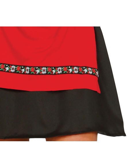 Costume Tirolese donna con corpetto nero, gonna rossa e camicia bianca tradizionale bavarese