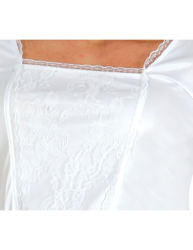 Costume sposa uomo con abito bianco, velo e bouquet per feste in maschera e travestimenti divertenti