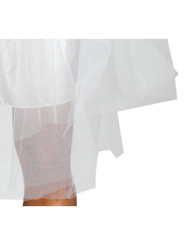 Costume sposa uomo con abito bianco, velo e bouquet per feste in maschera e travestimenti divertenti