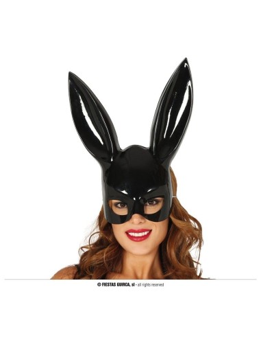 Mascherina nera da coniglietta sexy con orecchie per feste e Halloween