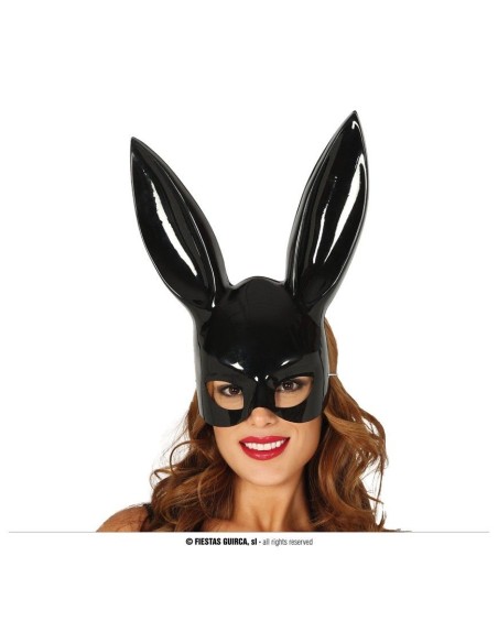 Mascherina nera da coniglietta sexy con orecchie per feste e Halloween