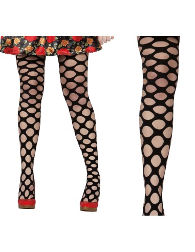 Calze a rete nere con maglia grande indossate, accessorio sexy per costumi e feste