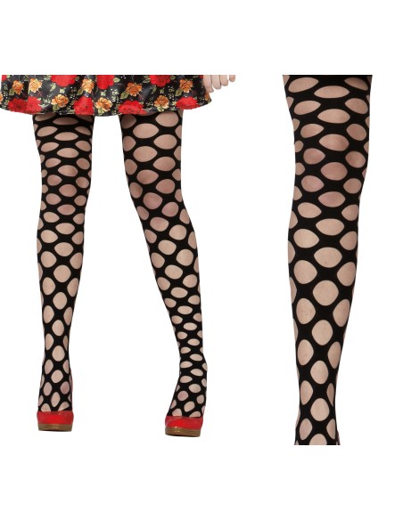 Calze a rete nere con maglia grande indossate, accessorio sexy per costumi e feste