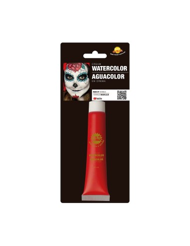 Tubetto trucco rosso watercolor 20ml per make-up Halloween e Carnevale su confezione nera