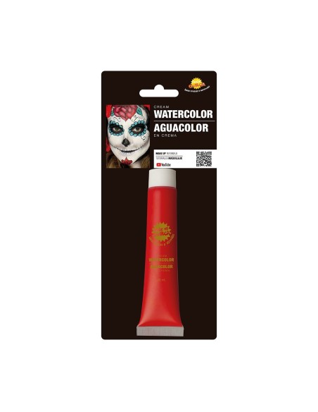 Tubetto trucco rosso watercolor 20ml per make-up Halloween e Carnevale su confezione nera