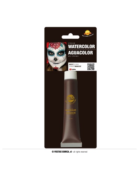 Tubetto trucco marrone base acqua 20ml per makeup teatrale e caratterizzazioni Halloween