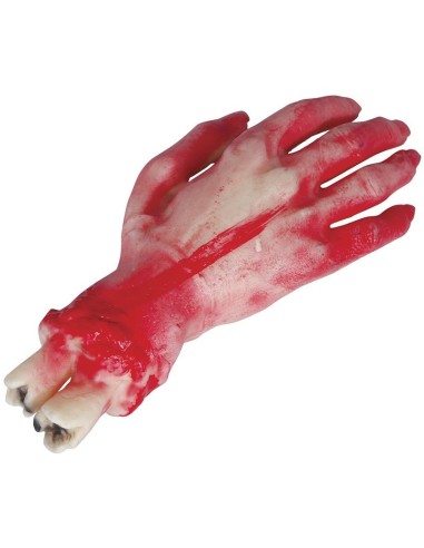 Mano mozzata in lattice 25 cm con sangue e ferite realistiche decorazione Halloween horror