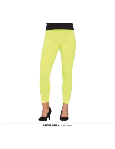 Leggings neon giallo fluo aderenti per costumi carnevale e feste a tema anni 80