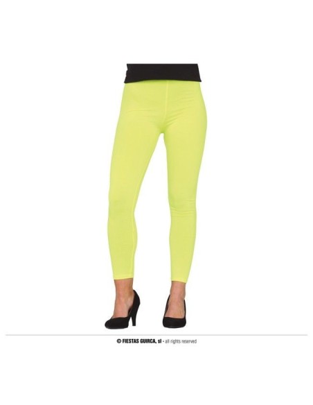 Leggings neon giallo fluo aderenti per costumi carnevale e feste a tema anni 80