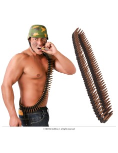 Cinturone militare con proiettili decorativi 140cm accessorio costume western soldato