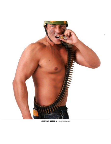 Cinturone militare con proiettili decorativi 140cm accessorio costume western soldato