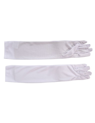 Guanti bianchi lunghi in cotone elasticizzato 50cm per costumi carnevale e teatro