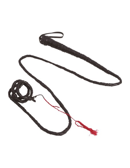 Frusta nera 180 cm per costume da domatore di leoni e travestimenti di carnevale