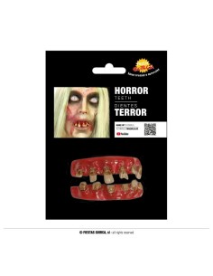 Dentiera horror in lattice con denti marci e macchiati per travestimenti Halloween