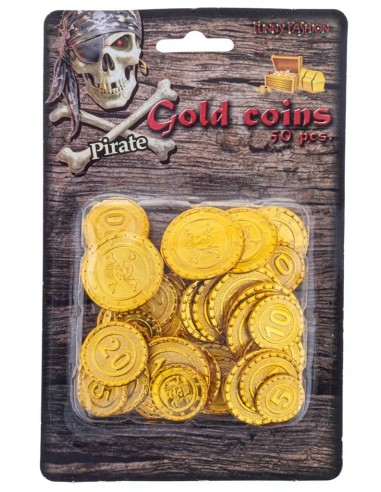 Set monete oro finte dorate per costumi pirata e accessori carnevale