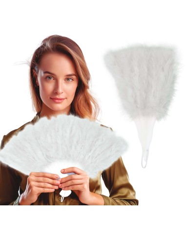 Ventaglio di piume bianche elegante per costumi Carnevale e feste a tema storico