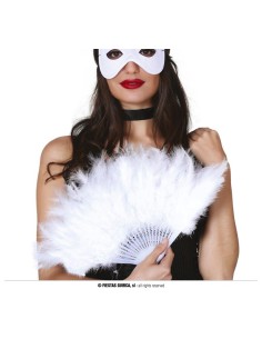 Ventaglio di piume bianche elegante per costumi Carnevale e feste a tema storico 2