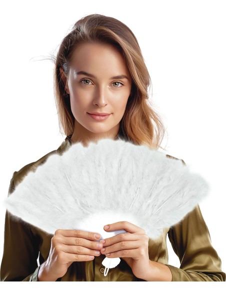 Ventaglio di piume bianche elegante per costumi Carnevale e feste a tema storico