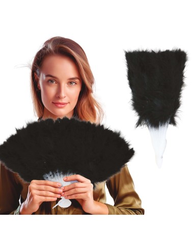 Ventaglio di piume nere elegante per costumi e feste in maschera