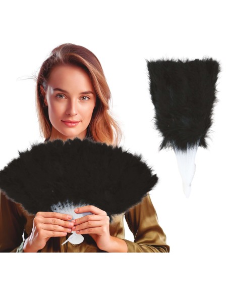 Ventaglio di piume nere elegante per costumi e feste in maschera