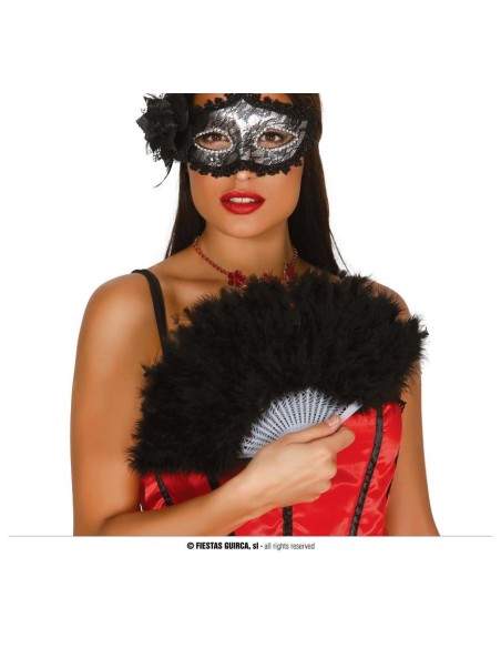 Ventaglio di piume nere elegante per costumi e feste in maschera