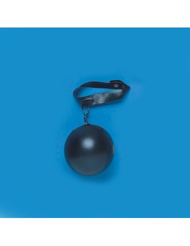 Palla al piede nera con catena e cinturino per costume da carcerato detenuto