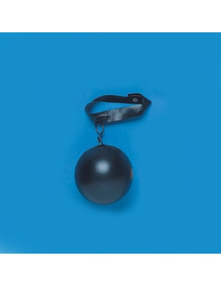 Palla al piede nera con catena e cinturino per costume da carcerato detenuto