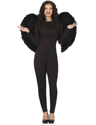 Ali nere di piume 80x55 cm per costume angelo nero demone Halloween accessorio travestimento