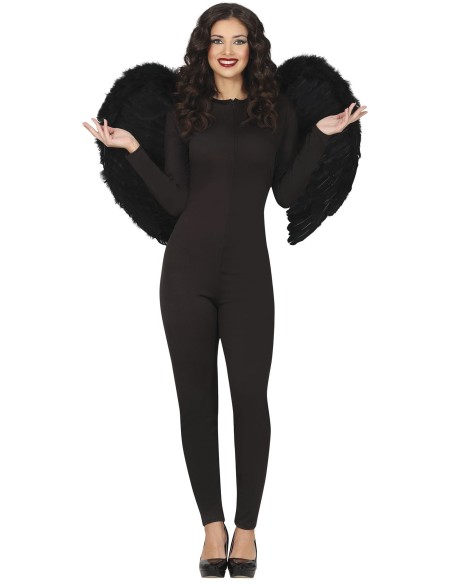 Ali nere di piume 80x55 cm per costume angelo nero demone Halloween accessorio travestimento