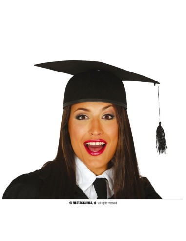 Cappello da laureato nero in feltro con nappa e tocco quadrato per cerimonie universitarie