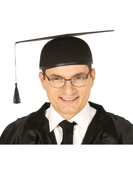 Cappello da laureato nero in feltro con nappa e tocco quadrato per cerimonie universitarie