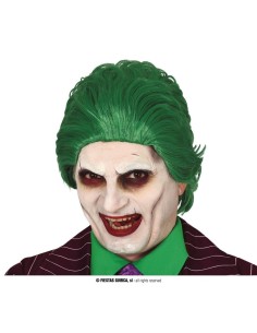 Parrucca verde da buffone villain con capelli scompigliati per costume Halloween