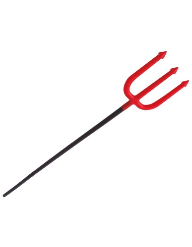 Tridente rosso smontabile da 100 cm con asta nera per costume diavolo Halloween