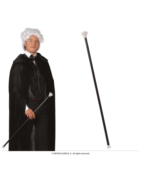 Bastone dandy nero 80 cm accessorio costume gentiluomo vittoriano teatro