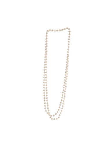 Collana perle bianche lunghe stile Charleston anni 20 accessorio costume donna vintage