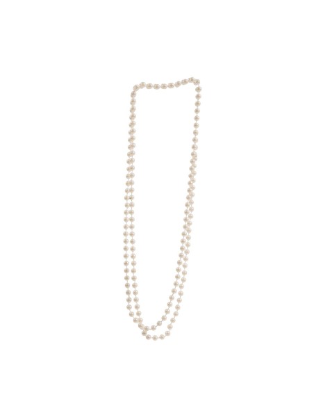Collana perle bianche lunghe stile Charleston anni 20 accessorio costume donna vintage