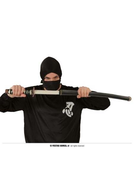 Spada samurai giapponese 73 cm con fodero nero e impugnatura bianca per costume ninja