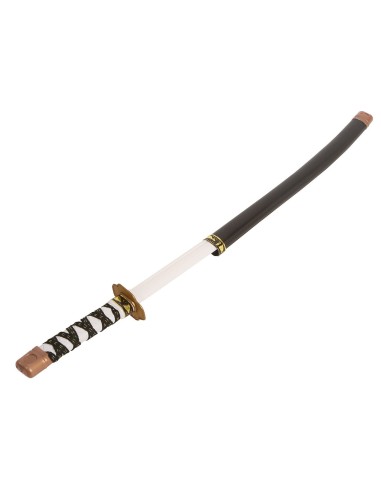 Spada samurai giapponese 73 cm con fodero nero e impugnatura bianca per costume ninja