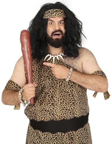 Clava preistorica marrone 48 cm con suono per costume caveman Flintstones carnevale