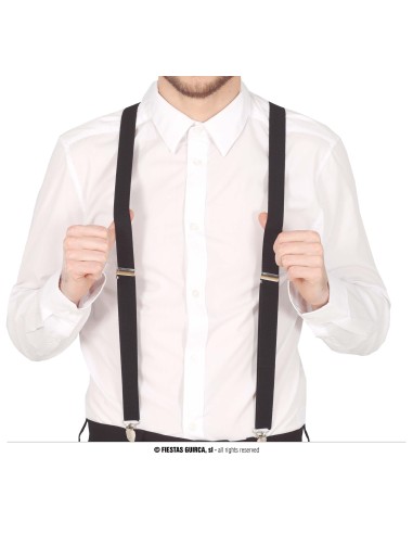 Bretelle nere regolabili con clip metalliche per costumi carnevale e travestimenti vintage